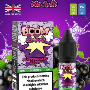 Blackcurrant Brust Boom Nic Salt E Liquid 10ml | 10mg & 20mg | 50/50 VG/PG