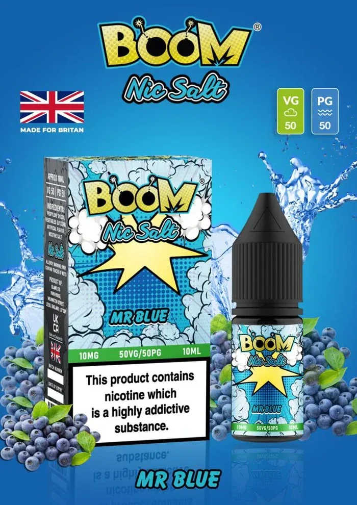 Mr Blue Boom Nic Salt E Liquid 10ml | 10mg & 20mg | 50/50 VG/PG