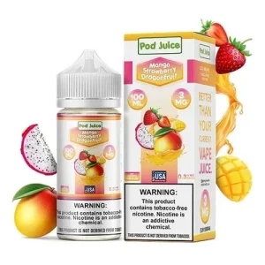 Pod Juice Freebase Nicotine - Mango Strawberry Dragonfruit