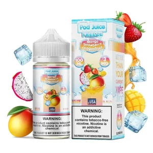 Pod Juice Freebase Nicotine - Mango Strawberry Dragonfruit Freeze