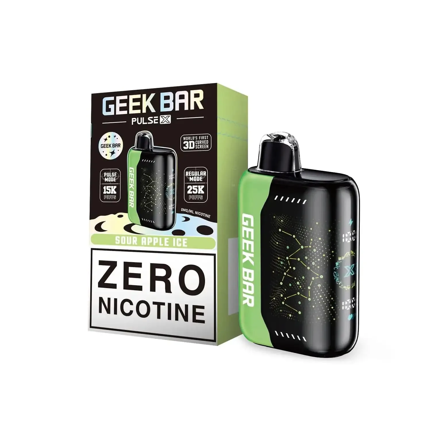 Sour Apple Ice - Geek Bar Pulse X Zero Nicotine 25K Disposable Vape
