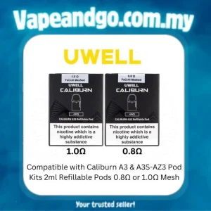 UWELL Caliburn A3 Cartridge – 0.8 / 1.0 Ohm Genuine Stock Buy Now