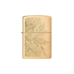 Zippo Lighter - Gold Cannabis Lush Leaves Engrave Design