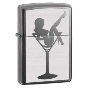 Zippo Lighter - Lady in Cocktail Glass Black Ice